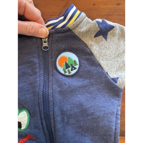 Hanna Andersson Bomber Varsity Jacket Boys 3-6 Months Blue Coat Dragon Patch - Picture 7 of 9